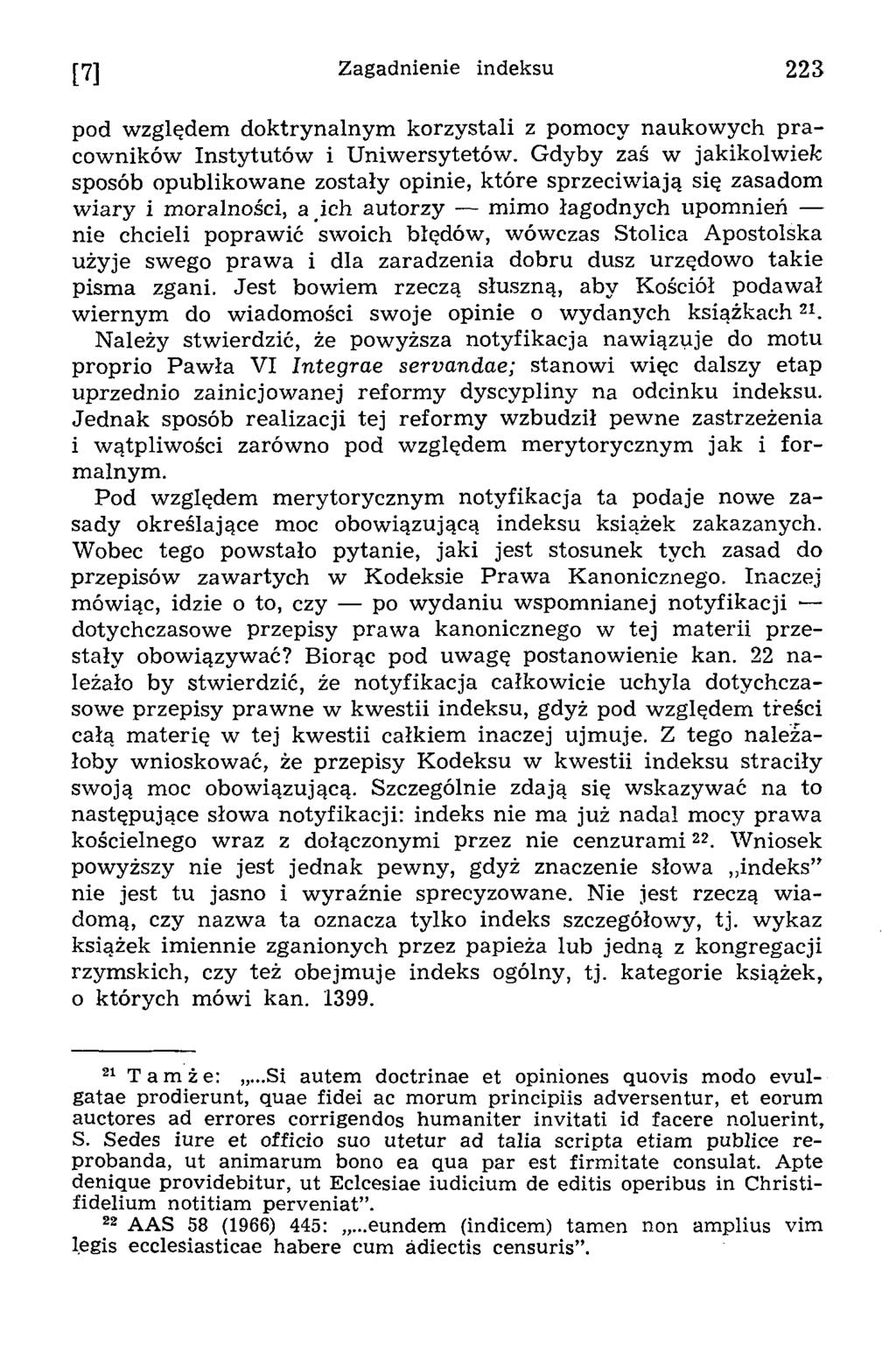 [7] Zagadnienie indeksu 223 pod względem doktrynalnym korzystali z pomocy naukow ych p ra cowników Instytutów i Uniwersytetów.