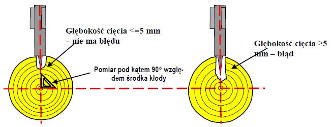 Protokół punkt 6: Częściowe wykonanie zadania RYS. 21. POMIAR ZNISZCZENIA KŁODY Ilość nieokrzesanych lub częściowo okrzesanych gałęzi jest sumowana i wpisana do protokołu. Uczestnik otrzymuje 30 pkt.