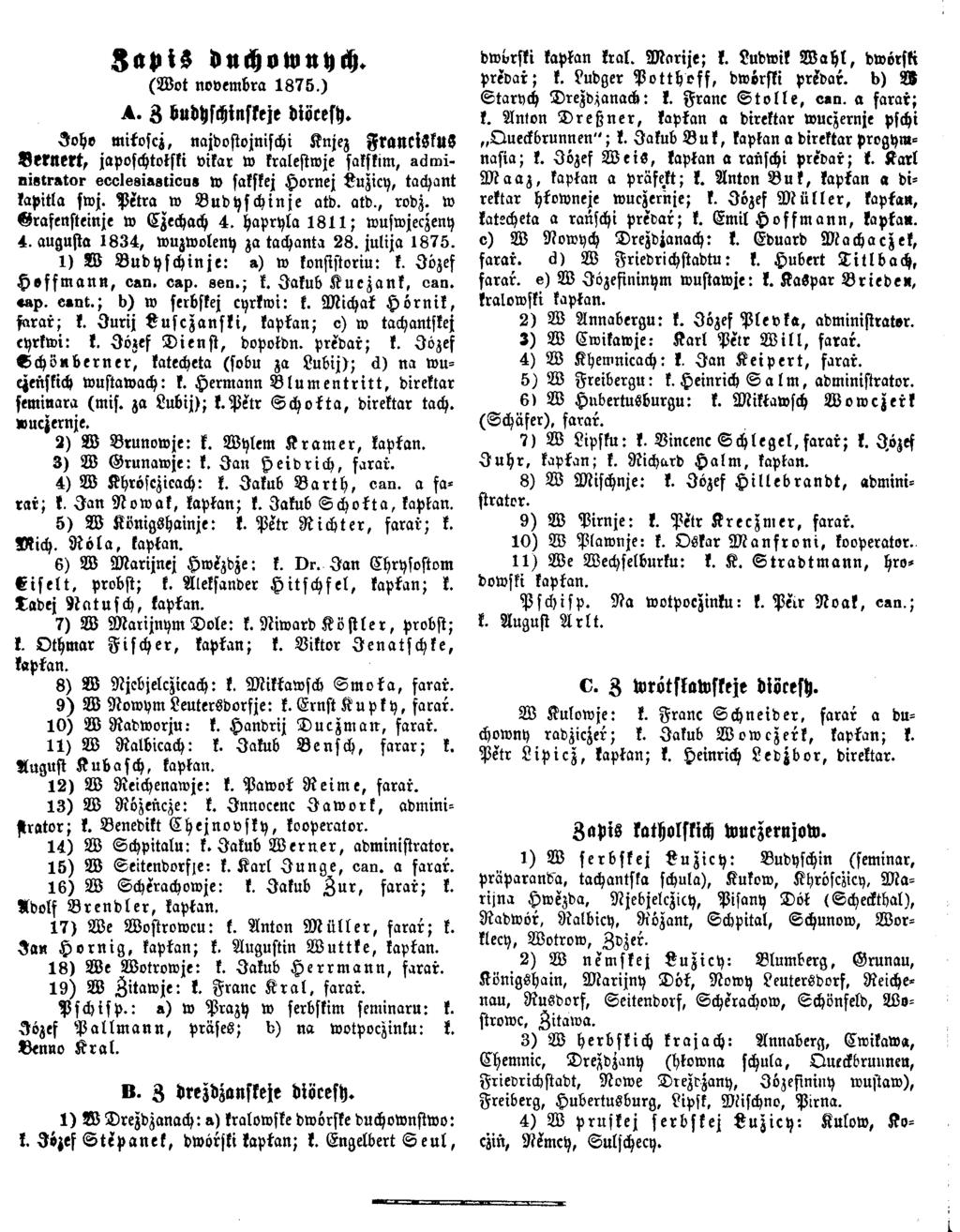 KapiS d«chow«ych. (W ot novembra 1 8 7 5.) A. 3 dudhfchinfkeje diöresh.