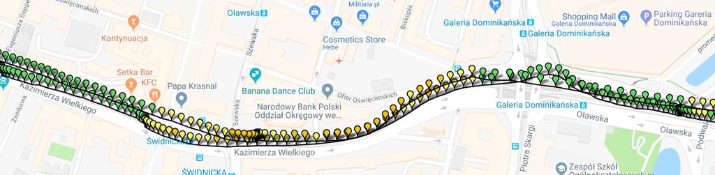 Monitoring mobilny Pomiary w terenie w wyniku weryfikacji pomiarowej uzyskano: Względną powtarzalność wyników przy przejeździe w obie