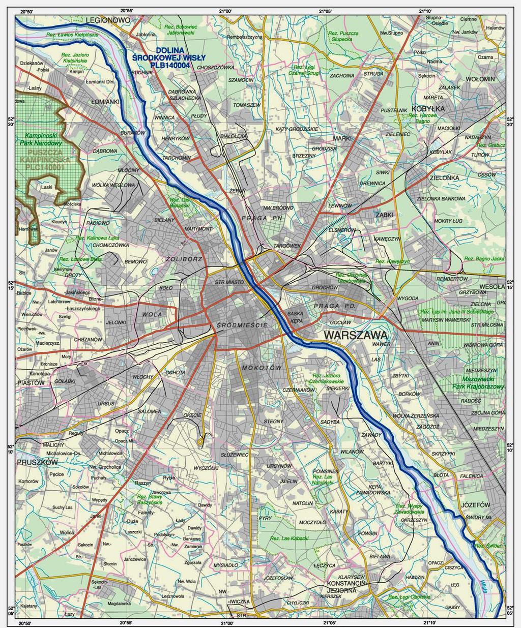 1. Opis projektu Obszar projektu stanowi odcinek obszaru NATURA 2000 Dolina Środkowej Wisły długości około 50 km w Warszawie i na terenie okolicznych gmin, w skład którego wchodzi całe
