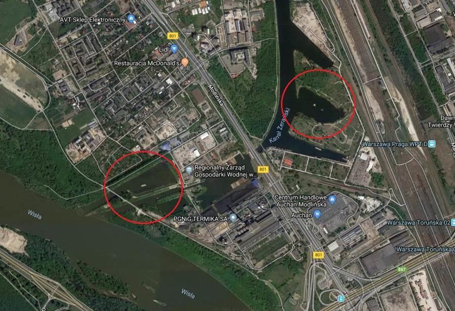 Ryc.2. Lokalizacja wysp pływających poza obszarem Natura 2000 Fot.6. Budowa wyspy pływającej w Porcie Żerańskim A.4 C.