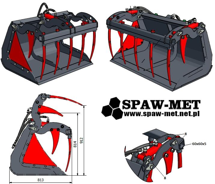 Szuflo krokodyl Mini MOB Szerokość (mm) Waga (kg) Pojemność (m3) Ilość zębów (szt) Siłowniki (szt) 780 137 0,30 4 1 870 144 0,33 4 1 1000 155 0,38 5 1