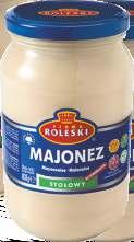 1,32 3,39 2,85 7,19 Musztarda Stołowa, Sarepska, Kremska, Jerozolimska, Chrzanowa 175 g Musztarda BIO Miodowa 220 g Musztarda BIO Sarepska, Stołowa 210 g Majonez Stołowy 835 g 7,62 2,39
