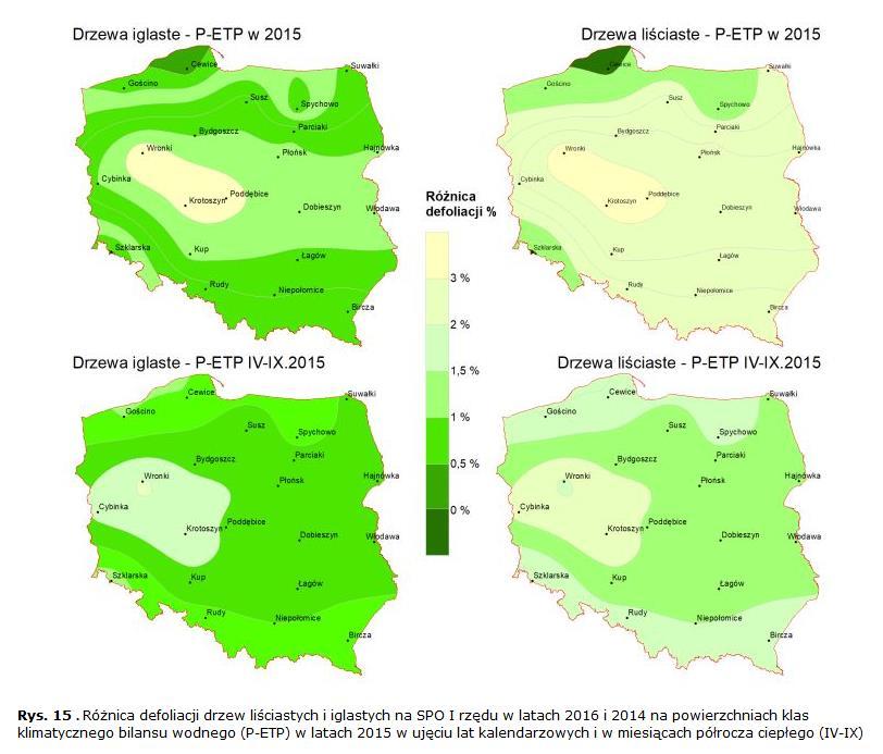 Poziom uszkodzenia lasów defoliacja w drzewostanach iglastych