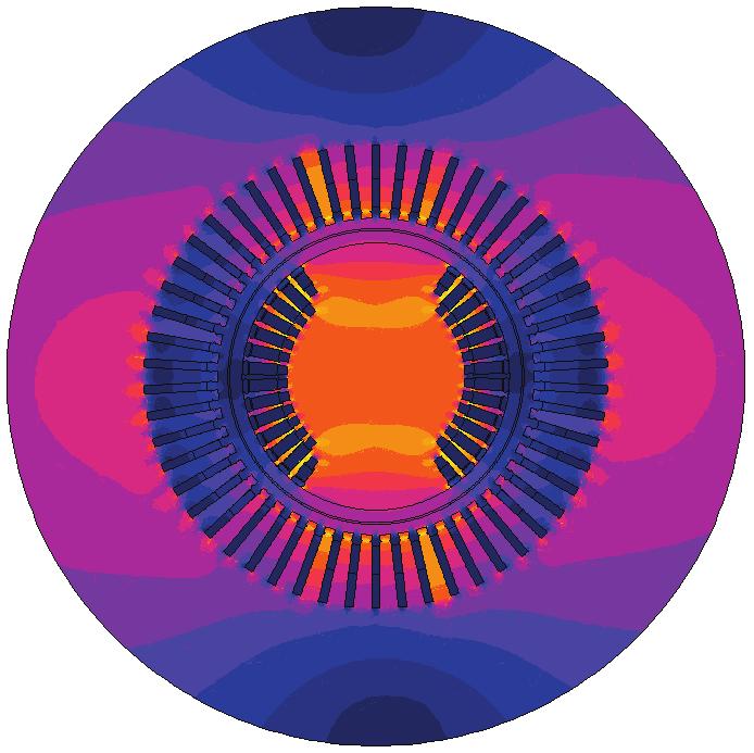 309 a) b) Rys. 6. Rozkład pola magnetycznego dla a) osi podłużnej, b) osi poprzecznej turbogeneratora dla znamionowego prądu stojana 4. PARAMETRY WYZNACZONE Z ROZKŁADU PÓL SINUSOIDALNIE ZMIENNYCH 4.1.
