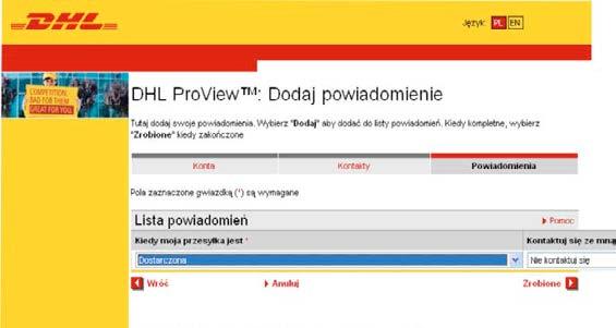 jedynie do podglądu statusów przesyłek.