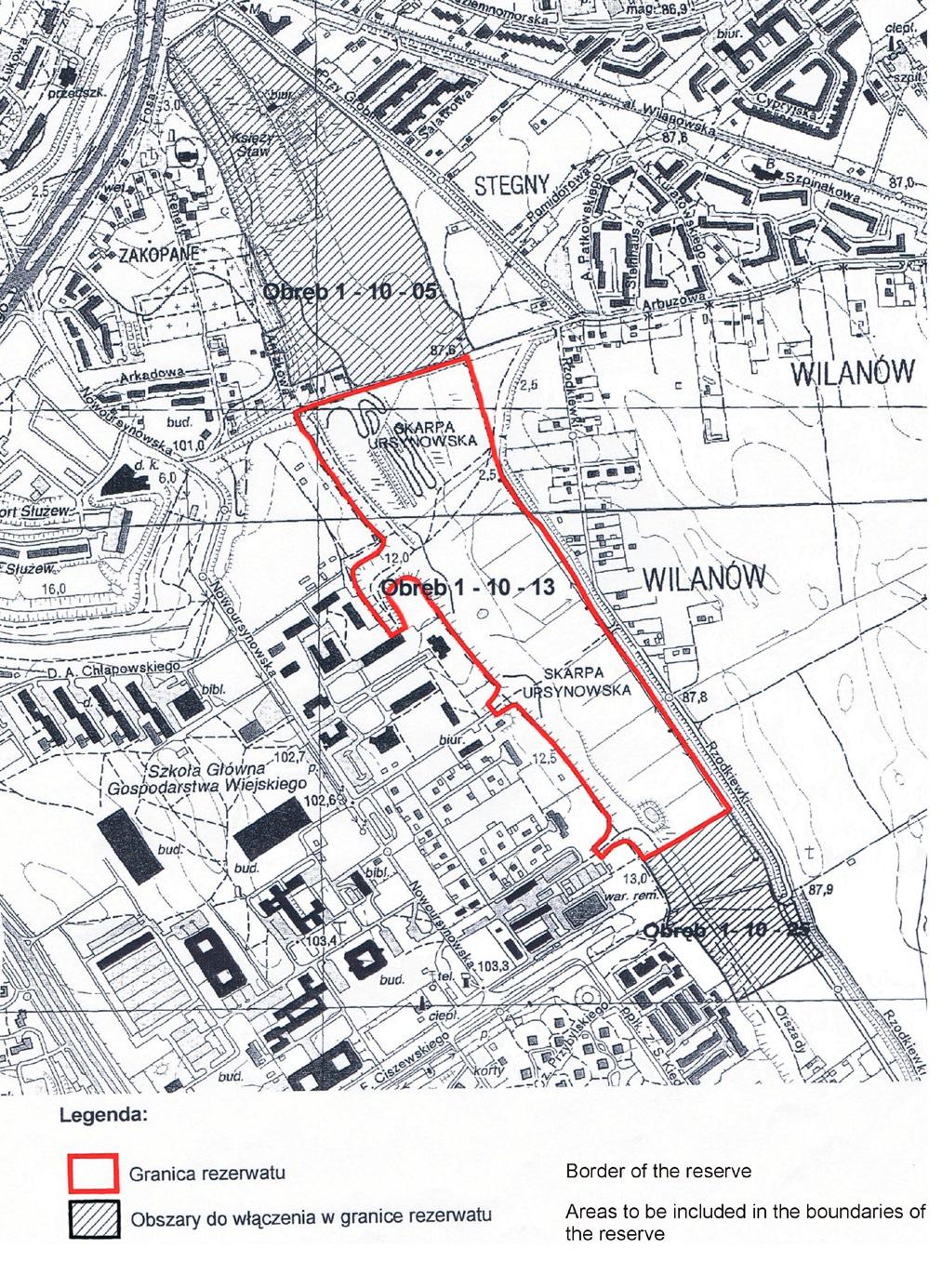 Przegląd Przyrodniczy XXVII, 2 (2016) Ryc. 1. Fig. 1. Położenie rezerwatu Skarpa Ursynowska w obrębie Warszawy (RDOŚ 23.01.2013), poprawione Grabowska 2013.