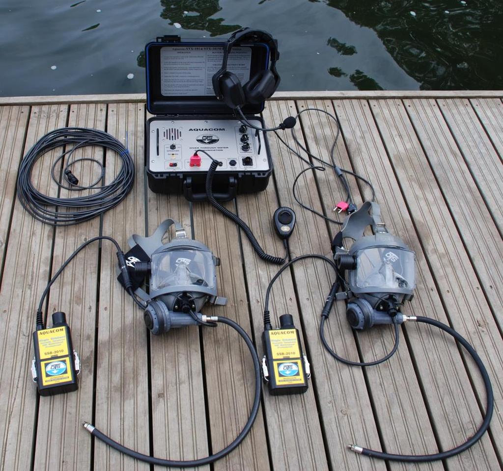 Łączność bezprzewodowa System łączności bezprzewodowej OTS Przewód z przetwornikiem opuszczany do wody Centrala łączności bezprzewodowej Słuchawki z mikrofonem