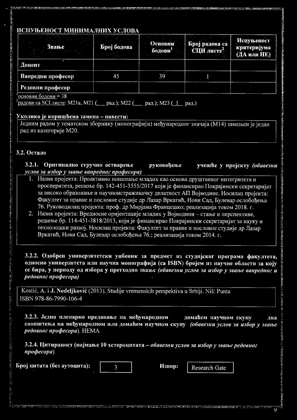3.2. OcTaJIO 3.2.1. OpnrHHaJIHO crpyquo OCTBapelLe HJIH pyk0bolje1le HJIH riemlie y npojekty (o6a6e3hu CJlOB Ja m6o J6albe Ban eonoz n o eco a 1.