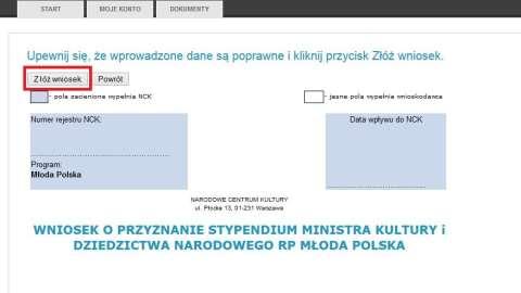 dwoma przyciskami Złóż wniosek, Powrót. (rys.