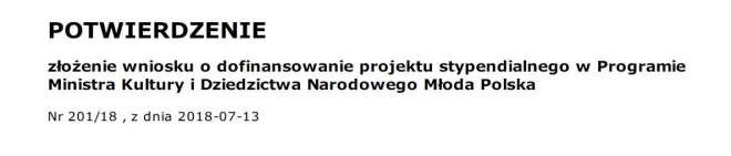 Po kliknięciu polecenia Pobierz potwierdzenie złożenia wniosku 9 otworzy się plik PDF zawierający Potwierdzenie złożenia aplikacji (fragment Potwierdzenia przedstawia rys. 31).