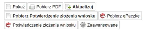 1. W przypadku konieczności poprawienia złożonej Elektronicznej Aplikacji przed terminem zakończenia naboru należy skorzystać z opcji Szczegóły w menu Moje złożone pisma Elektroniczne i