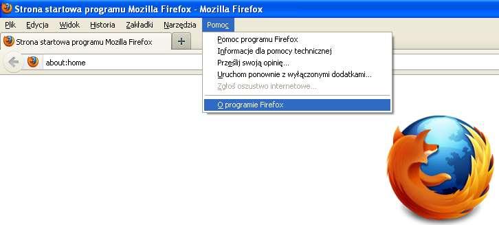 Mozilla Firefox Krok 1 Po uruchomieniu programu Mozilla Firefox, na pasku menu znajdującym się na górze po lewej stronie należy kliknąć