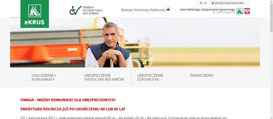 pl Portal ekrus przeznaczony jest dla ubezpieczonych w KRUS: rolników i domowników podlegających ubezpieczeniu społecznemu rolników lub