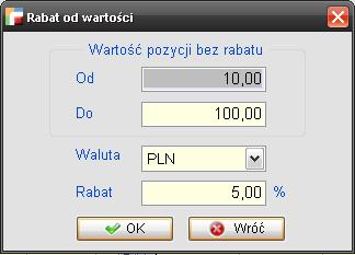 rabatowy. System w tym przypadku wybierze cenę korzystniejszą dla danego kontrahenta, porównując oba zestawy rabatowe.