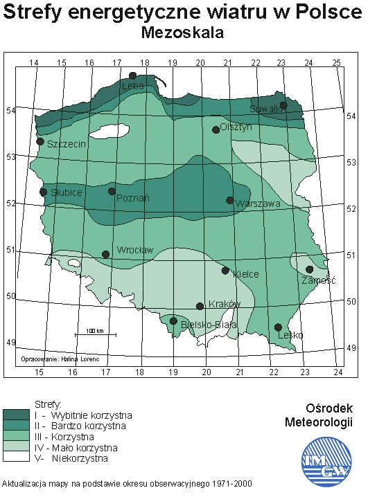 Wykorzystanie energii wiatru do produkcji energii elektrycznej Miejscowość Posadówek znajduje się w II strefie energetycznej wiatru bardzo korzystnej.