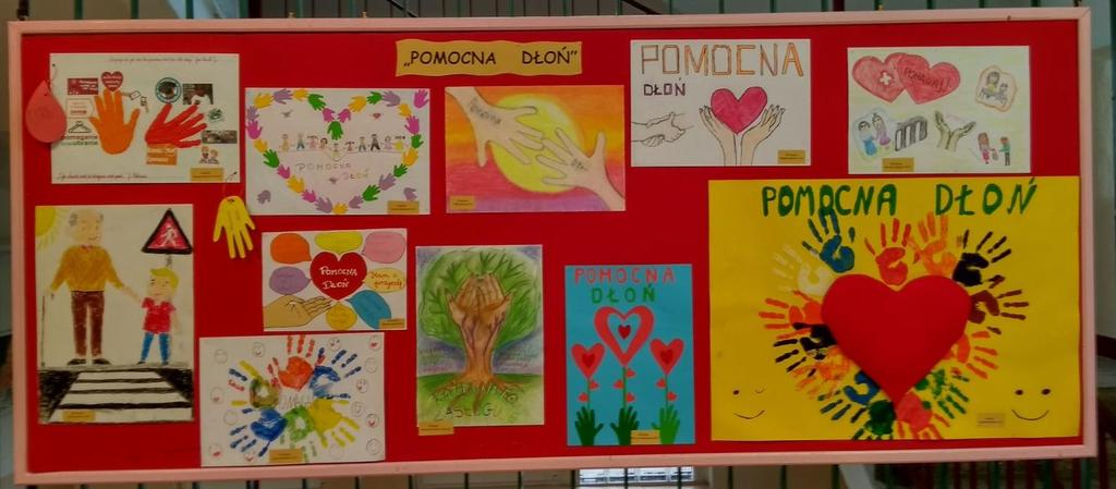 24 października 2018 rozstrzygnęliśmy konkurs plastyczny zatytułowany Pomocna dłoń. Zadaniem uczniów było wykonanie pracy plastycznej, która zachęcałaby do niesienia pomocy innym osobom.