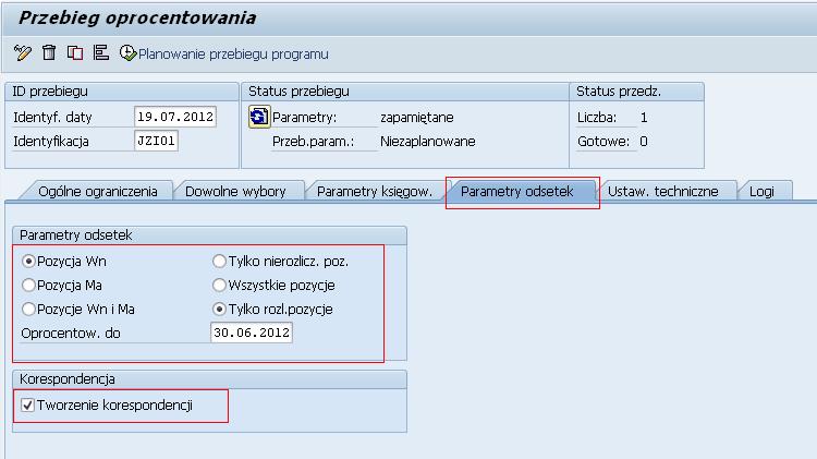 8. Przejdź do zakładki Parametry odsetek 9. Wypełnij poniższe pola w odpowiedni sposób.