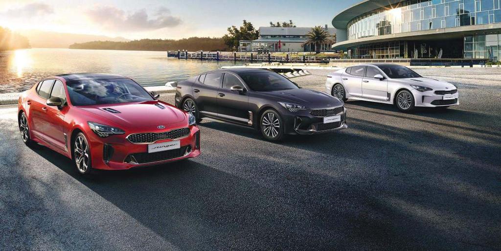 TRZY OBLICZA DOSKONAŁOŚCI Wszystkie wersje nowej Kia Stinger przepełnia duch klasy Gran Turismo, a najnowsze rozwiązania gwarantują niesamowite wrażenia.