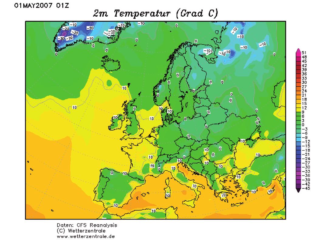 1 maja 2007 r., godz. 6 UTC (<http://www.wetterzentrale.
