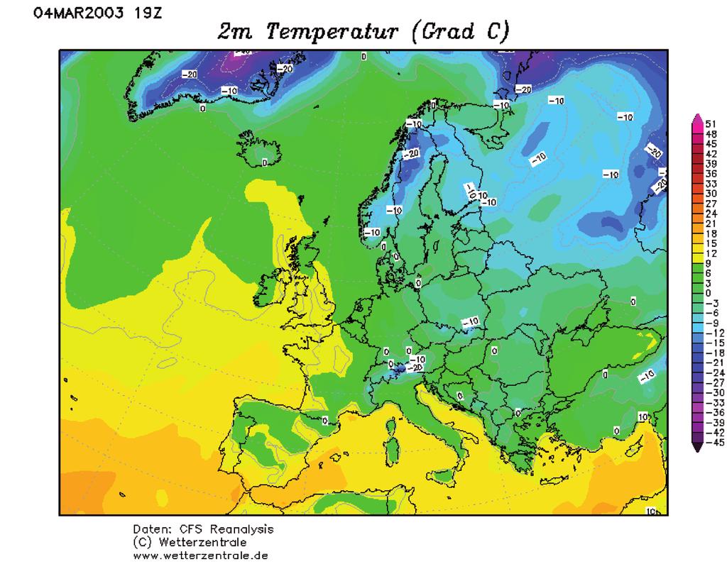 4/5 marca 2003 r., godz. 0 UTC (<http://www.wetterzentrale.