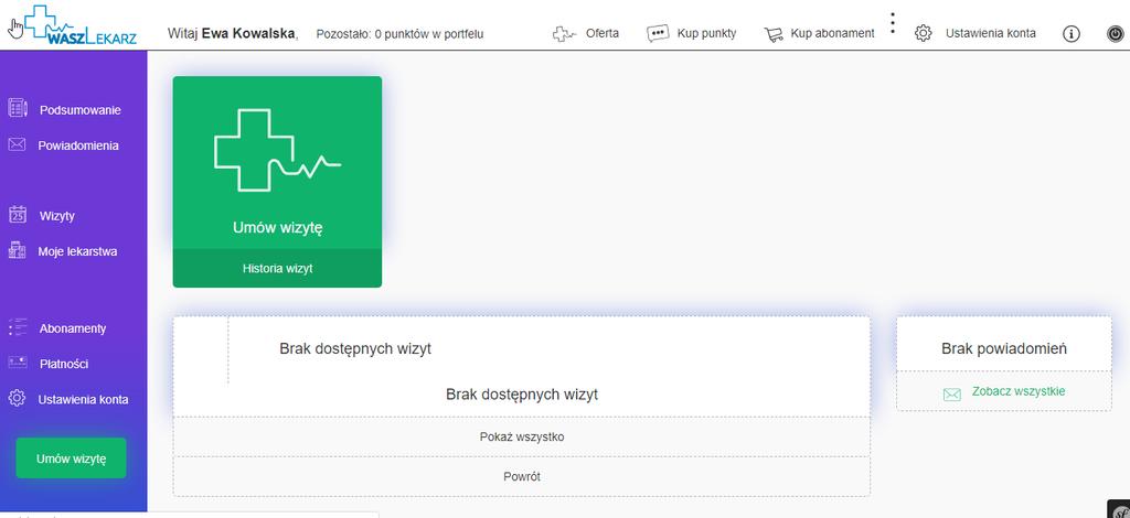 Panel pacjenta W panelu pacjenta masz dostęp do rejestracji online,