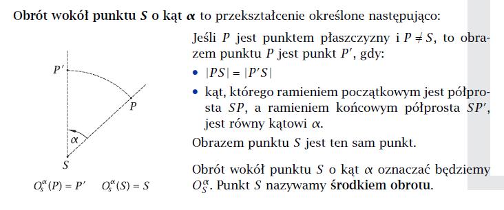 Przekształcenia geometryczne płaszczyzny Obrót w układzie współrzędnych wokół punktu