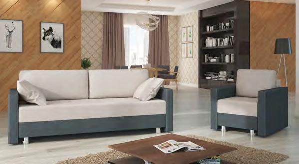 OMEGA LINE Zestaw wypoczynkowy składający się z kanapy i fotela. Nowoczesna stylistyka zestawu pozwala na wkomponowanie do niemal każdego wnętrza.