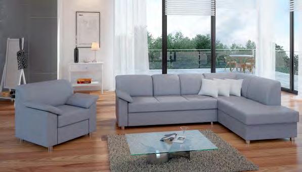 RIVA Zestaw wypoczynkowy składający się z narożnika, fotela i pufy. Zestaw jest odzwierciedleniem nowoczesności, elegancji i wygody.