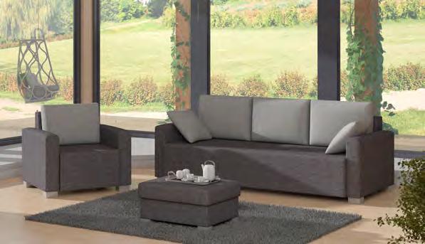 ALONSO BASIC Zestaw wypoczynkowy składający się z kanapy, fotela i pufy. Zestaw charakteryzuje się prostą formą, która pozwala na dopasowanie mebla do każdego wnętrza.