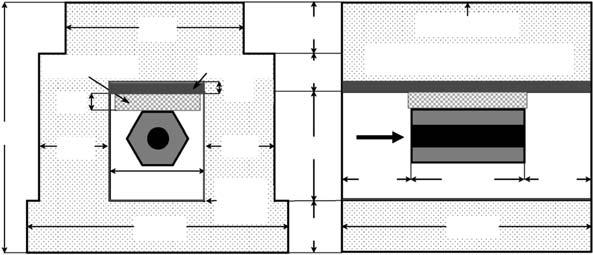 Fig. 1. Cross-sectional front view (left) and side view (right) of the Energy plus Transmutation setup.