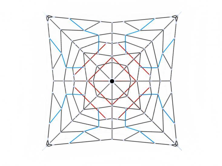 PIRAMIDA DO WSPINANIA WYMIARY: Wymiary 356 x 356 cm Strefa bezpieczeństwa 656 x 656 cm Wysokość całkowita 250 cm Wysokość swobodnego upadku 99 cm Materiały: Konstrukcja wykonana ze stali nierdzewnej,