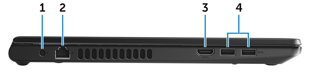 W lewo 1 Power-adapter port Connect a power adapter to provide power to your computer and charge the battery.