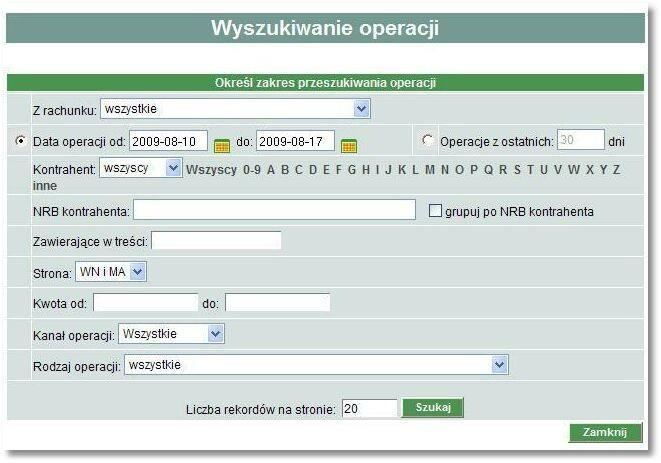 Rozdział 5 Opis f importu i eksportu danych Po zdefiniowaniu kryteriów wyszukiwania na powyższej formatce należy wybrać przycisk [Szukaj].