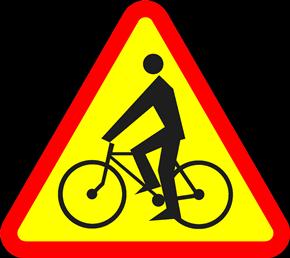 Znak ten: A. zakazuje wjazdu rowerzystom, B. informuje, że jedziesz drogą dla rowerów, C.