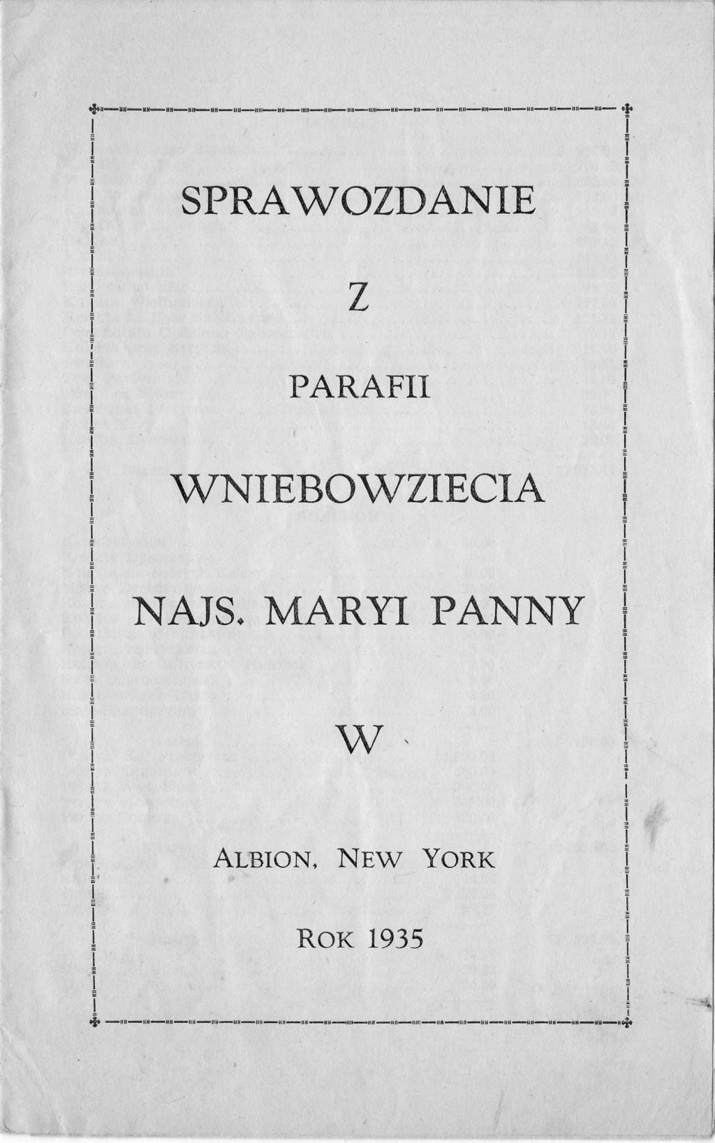 SPRAWOZDANIE, 7" PARAFII WNIEBOWZIECIA