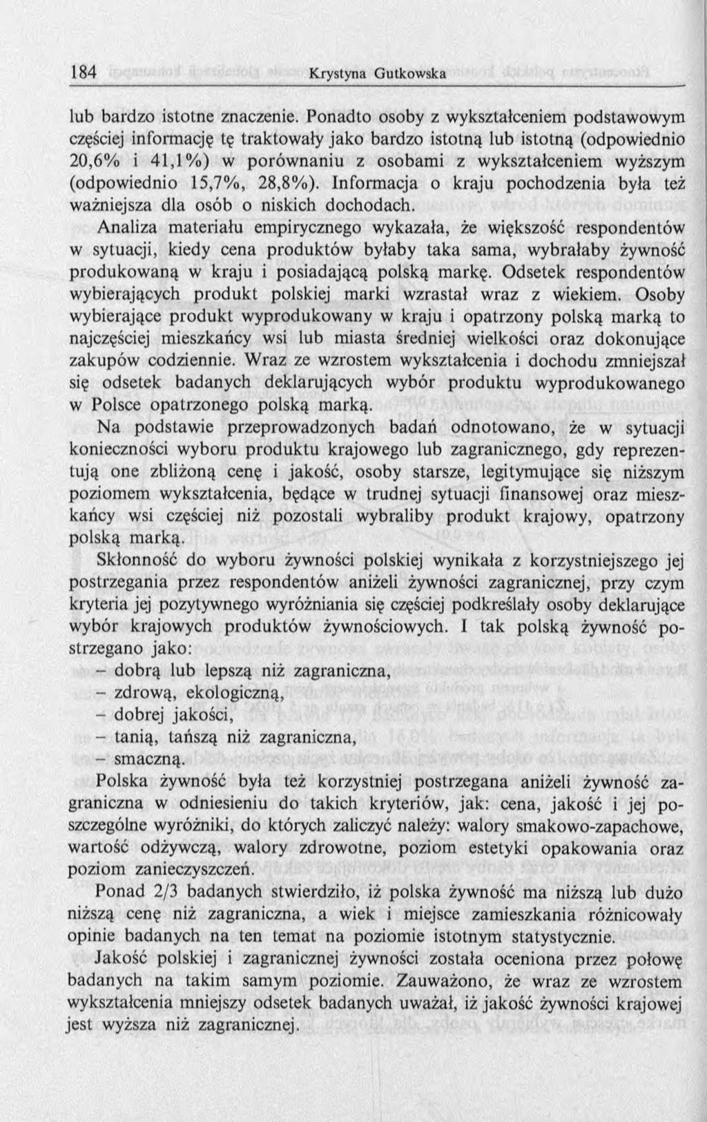 lub bardzo istotne znaczenie.
