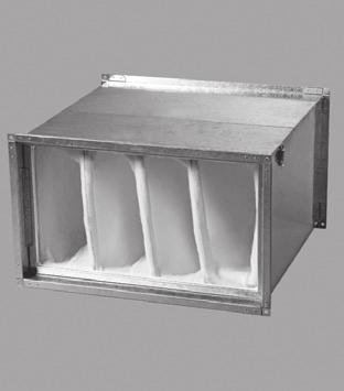 83) Kaseta filtracyjna wyposażona w element filtrujący w kształcie fali do oczyszczenia powietrza w systemach prostokątnych kanałów wentylacyjnych do montażu z kanałami prostokątnymi obudowa