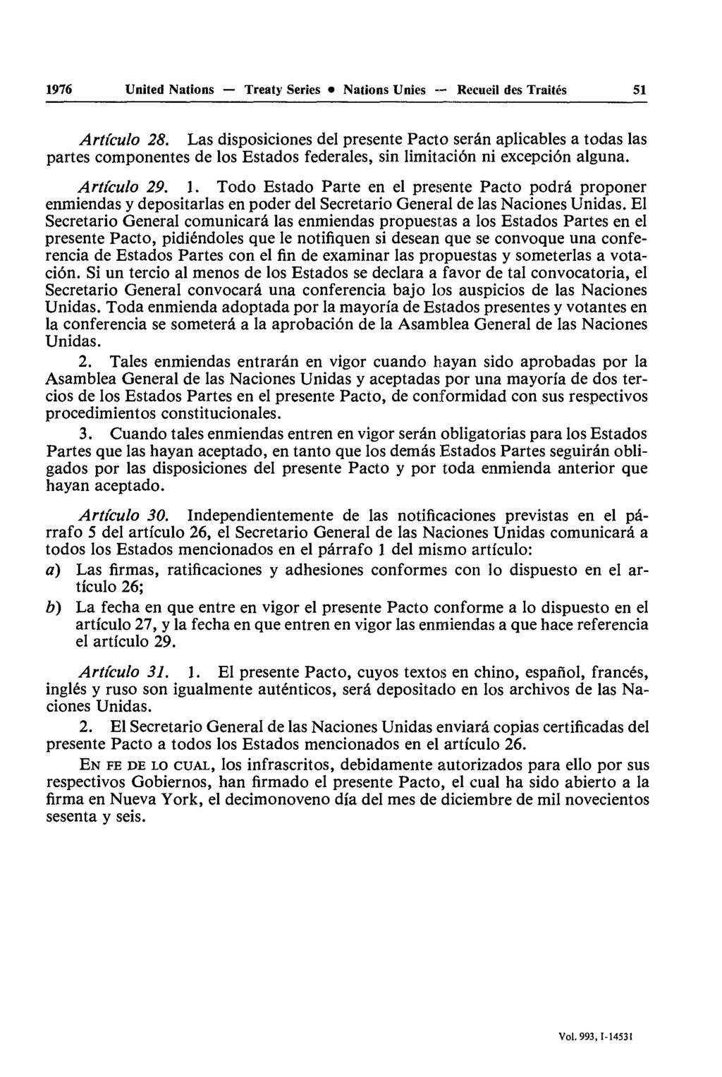 1976 United Nations Treaty Series Nations Unies Recueil des Traités 51 Articula 28.