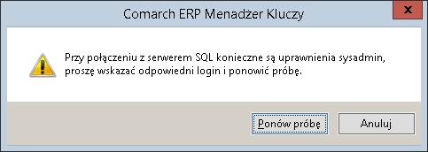 SQL niezależnie od tego czy to będzie Logowanie domenowe, czy serwerowe musi posiadać uprawnienia administracyjne na tym serwerze SQL.