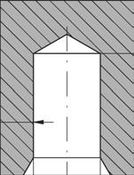 Jeżeli materiał elementu konstrukcyjnego pozwala na osiadanie wkładki pod wpływem obciążenia, wówczas wkładka nsat może się przesuwać osiowo tylko o 0,1 do 0,2 mm.