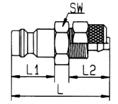Szybkozłącza RECTUS Wtyk z gwintem 1 2 ze swobodnym przelotem RE-26SFIW10MXX 1/8 14 30 20 7 RE-26SFIW13MXX 1/4 17 33 20 10 RE-26SFIW17MXX 3/8 19 33 20 10 RE-26SFIW21MXX 1/2 24 38 20 12 Wtyk z