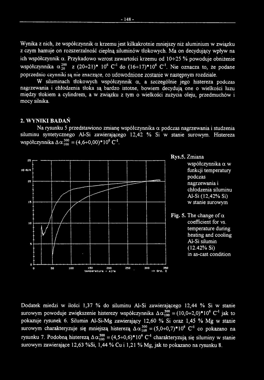 Przykadowo wzrost zawartości krzemu od 10-o-25% powoduje obniżenie w s półczynnika a ~~o z (-o-21 )* 0 6 C 1 do (16-o-17)* 0 6 C 1 Nie oznacza to, że podane poprzednio czynniki są nie z naczące, co