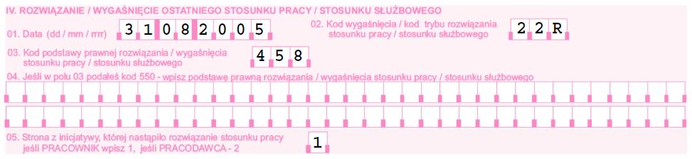 DANE ORGANIZACYJNE w polu 01 wpisz 2. Pozostałe bloki wypełnij bez zmian, popraw jedynie blok, w którym korygujesz dane. V.