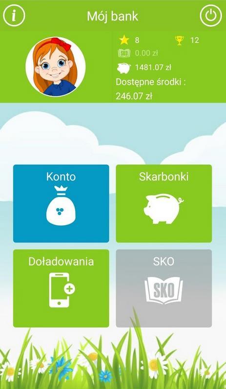 III. Dostępne funkcje i ich zastosowanie Po zalogowaniu dostępny jest widok strony startowej/ pulpitu (Mój bank). W lewym górnym rogu okna znajduje się ikona.