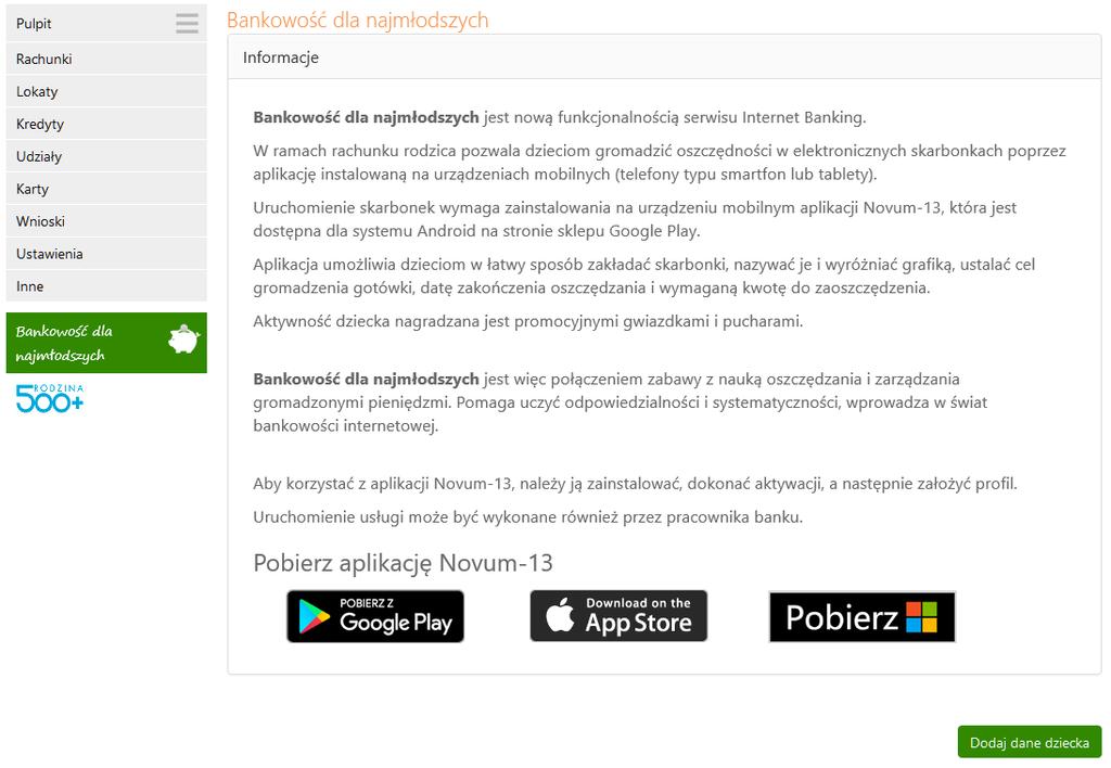 I. Internet Banking - Nauka oszczędności poprzez zabawę.