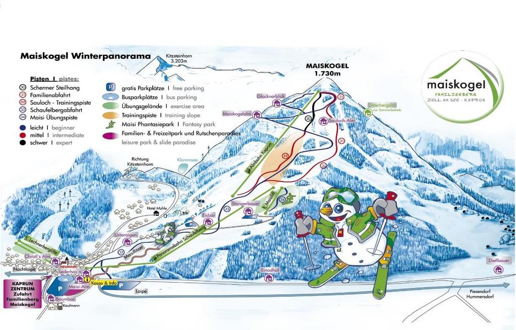 Zaawansowani narciarze mogą wyżyć się w spektakularnych zjazdach ze stromych partii tras położonych na Schmittenhöhe oraz Kitzsteinhorn.