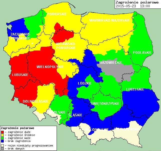 wody na głównych rzekach