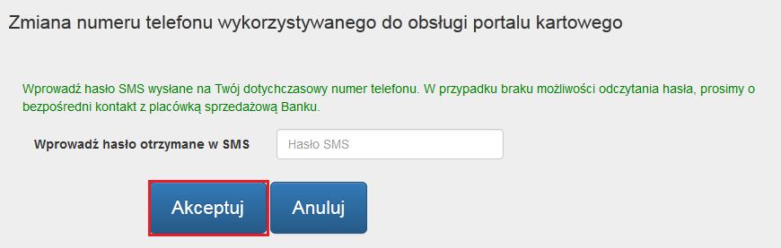 Rysunek 15 W przypadku błędnie wprowadzonego hasła SMS, portal poinformuje Cię o tym stosownym komunikatem (Rysunek 16).